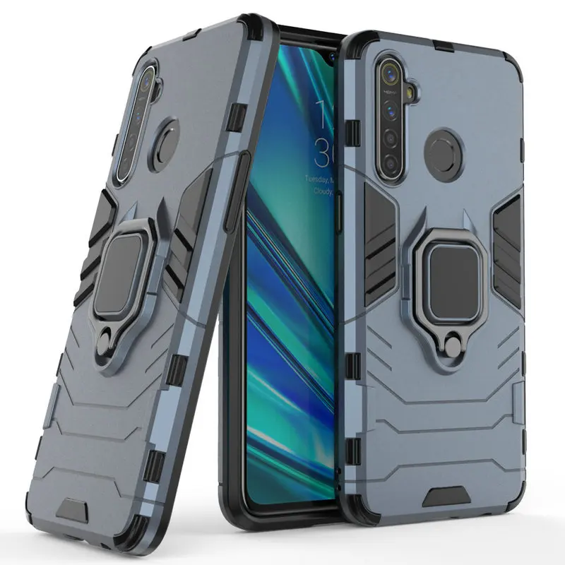 

For Oppo Realme 5 Pro 3D Ring Armor Case for Oppo Realme 5 Pro RMX1971 for Realme 5 RMX1911 Car Holder Phone Back Cover Case