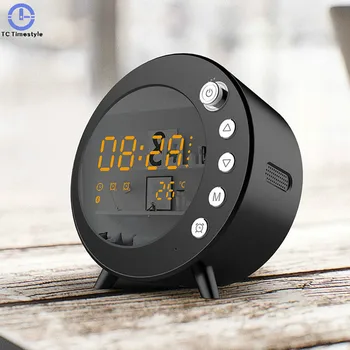 

Digital Alarm Clock Bluetooth FM Radio LED Display Electronic Watch Snooze Temperature Metal Modern Despertador Mirror Office
