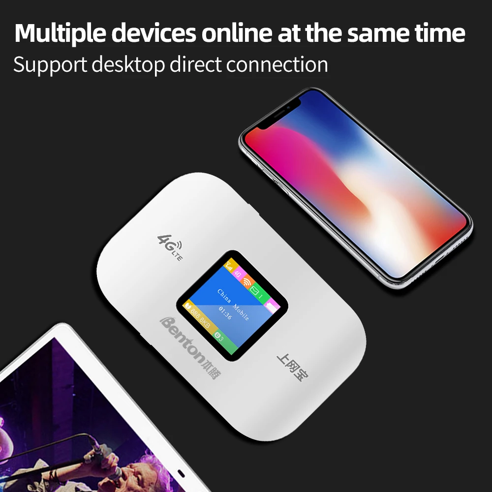 Benton Unlock 3G/4G Lte Mifi Portable Mini Hotspot Large Wireless Pocket Wifi Router With Sim Card Slot Network Adaptor Repeater