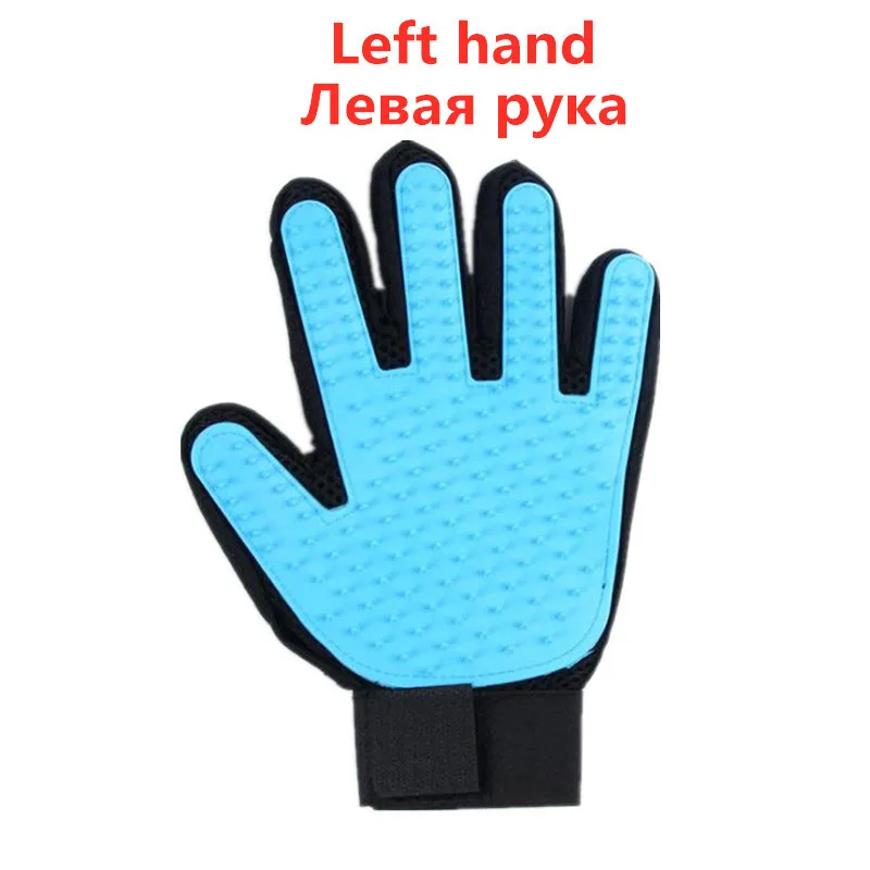 ST1-Light blue left Перчатка для домашних животных для кошек, кошек, Груминг за домашним животным, щетка для удаления волос для собак, расческа, перчатка для домашних собак, массажная перчатка для чистки пальцев для животных - Цвет: ST1-Light blue left