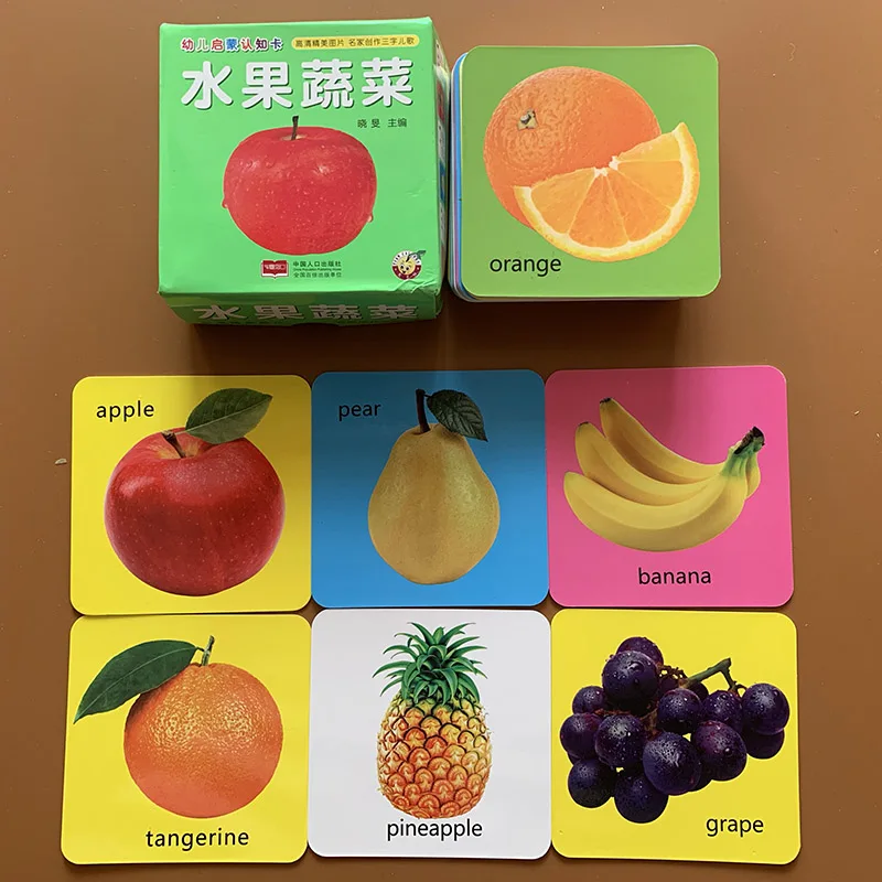 Cartões para Crianças Anos de Idade do Bebê Auxiliares de Ensino Engrossar Fruta Vegetal Flashcards Inglês Palavra Jogo Cognição 0-2-3-4 44 Pçs - Set 5 Computers & Electronics