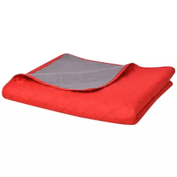 

vidaXL Zweiseitige Steppdecke Tagesdecke Rot/Grau 170x210 cm