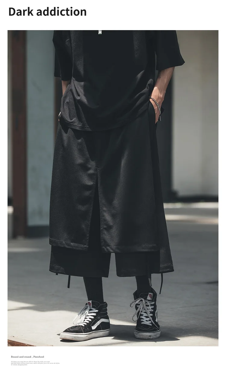 2021 primavera e verão solto moda multi-funcional escuro samurai calças octuple