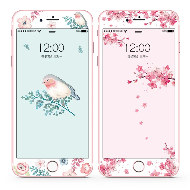 Закаленное стекло для iPhone 6 6s 7 8 Plus защита экрана с уникальным цветочным рисунком