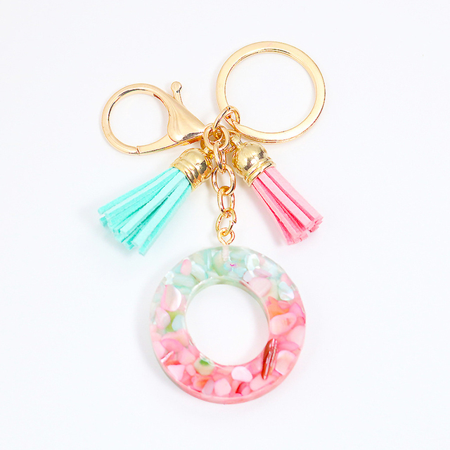 Acrylic Letter Keychains English Alphabet Crystal Women Key Chains Ring Tassels Keyring Holder Pendent Gift Accessory