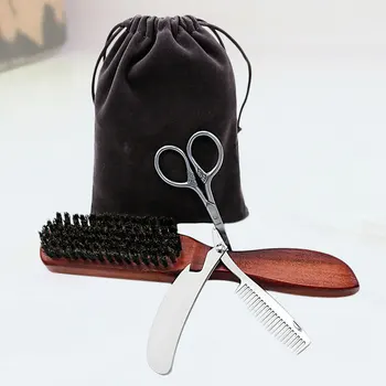 

1 Set Convenient Beard Care Set Handy Beard Brushes Useful Beard Groomer Tool Moustache Trimmer Black (3pcs Beard Brush Set and