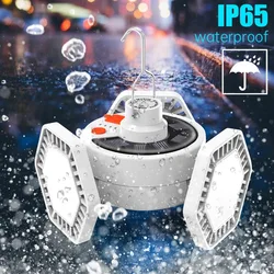 18650 Ni-Cd  Flashlight USB Charge 30W Romote Control 3 Leafs Bulbs 126Leds LED Solar Emergency Beacon Camping Latern Light