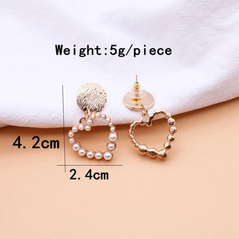 heart stud Серьги с жемчугом в форме сердца для женщин, корейский дизайн, милые - Окраска металла: heart stud