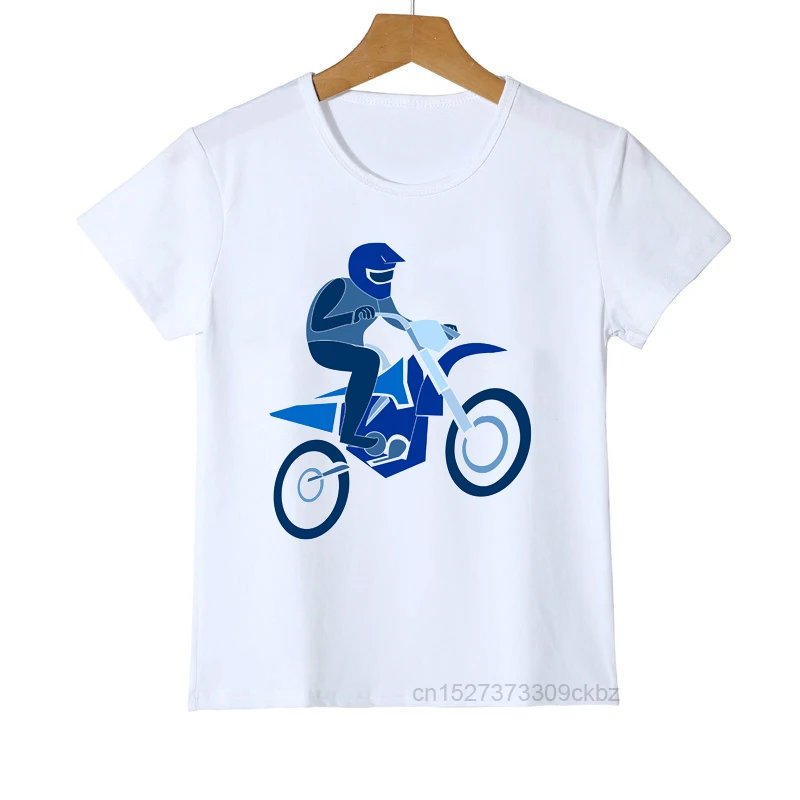 T-shirt For Boys Cool Motorcycle Cartoon Print Boy Clothes Casual Kids Tshirt Summer Hiphop Teen T Shirt White Tops t-shirt kid dress	