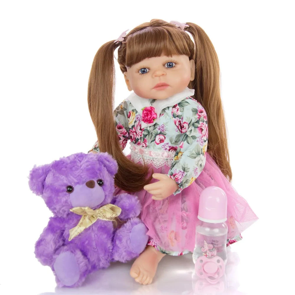 Bebe reborn для маленьких девочек, полностью силиконовые куклы reborn, 22 дюйма, 55 см, длинные волосы, реборн для младенцев, живая кукла, игрушки playmate