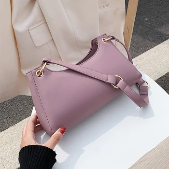 

Luxury Solid Color Simply Shoulder Bags For Women 2020 Fashion PU Leather Handbags Female Luxury Hand Bag Lady Travel Bags