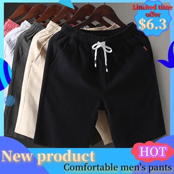 

2019 Summer New Men's Casual Loose Cropped Trousers Sports Shorts Loose Knit Straight Casual Pants Cotton Shorts Five Pants