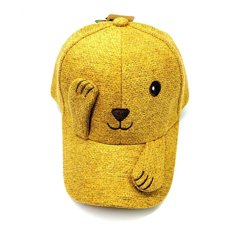 yellow Детская шапка на осень и зиму, новая детская бейсбольная кепка, корейская детская шапка в форме щенка - Цвет: yellow