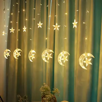 

2.5m Curtain String Lights Star Moon Shape For Party Holiday Wedding Home Store
