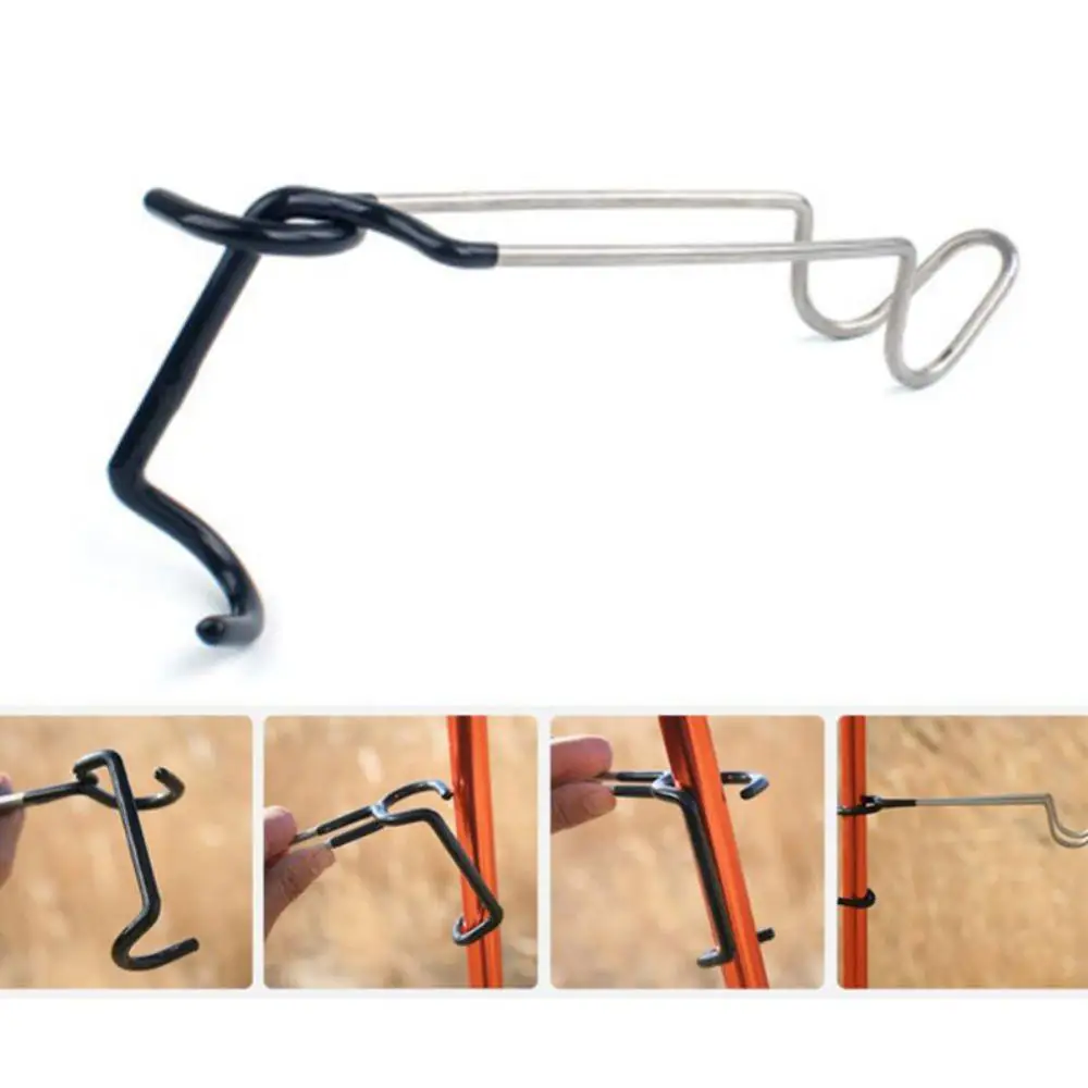

Stainless Steel Camping Lamp Hook Multi-function Hanging Clothes Hanging Bag Hang Drying Lamp Hook Outdoor Picnic Tableware Hook