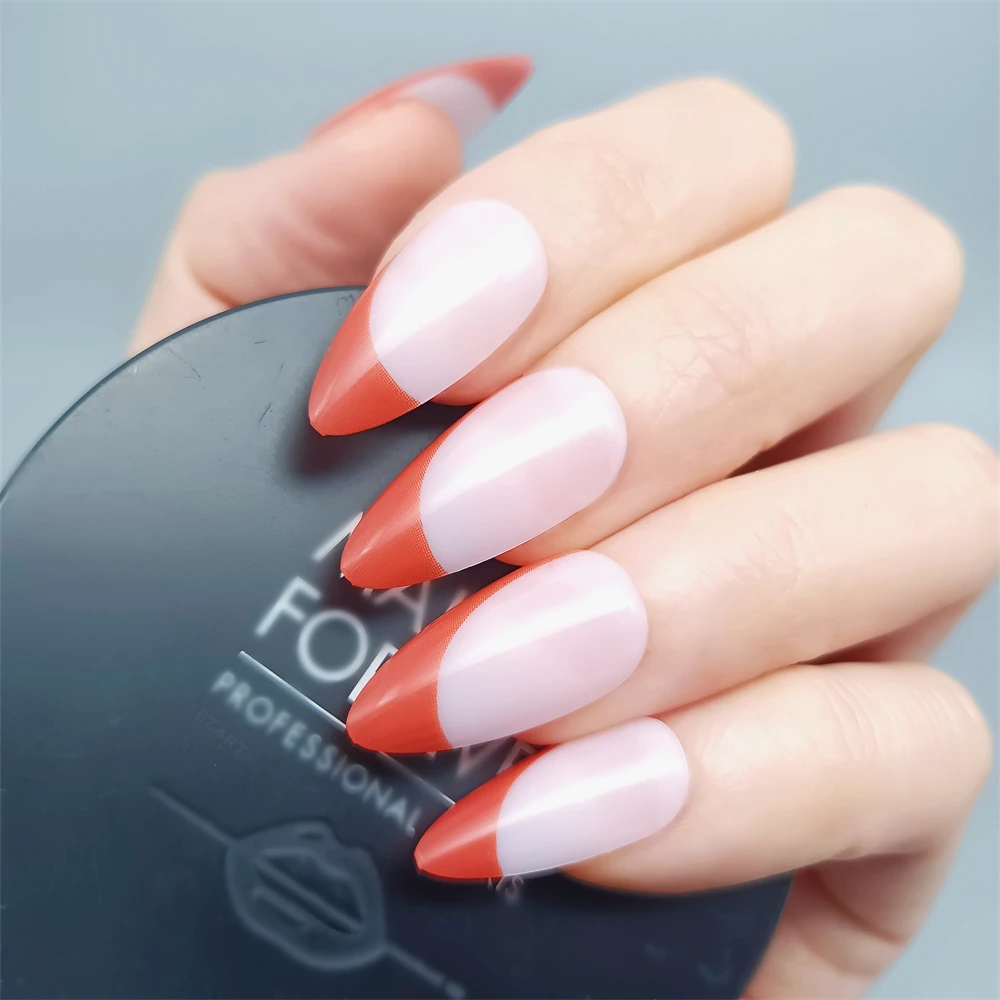 24pcs Acrylic Nail Set Reusable False Nails French Tips Almond Medium Length Simple Red For Daily Wear Manicure Art Decoration False Nails Aliexpress