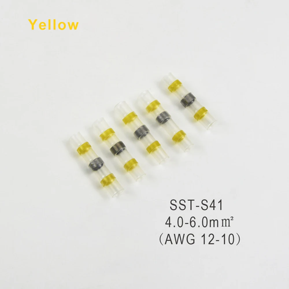 Yellow 10/30 шт. в упаковке термоусадочные клеммы для припоя трубчатые соединители изолированные стыковые соединители для AWG 26-10 - Color: Yellow