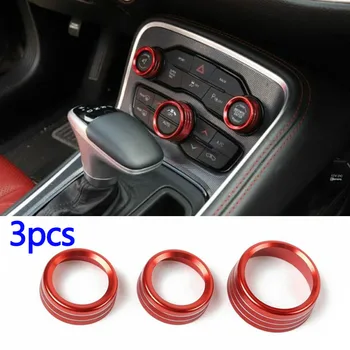 

A/C Switch Knob Trim Radio Auto Interior 3Pcs Red Aluminum Alloy Covers