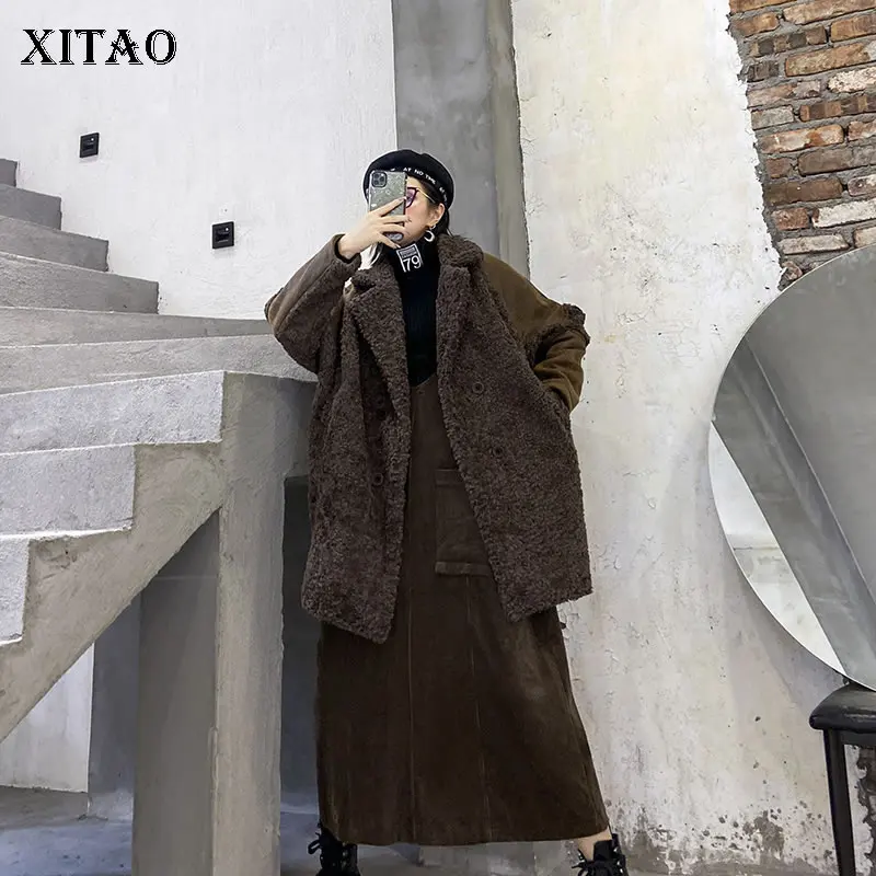 XITAO размера плюс, вязаный Тренч, женская мода, новинка, весна, двойной нагрудный карман, богиня веер, Элегантное повседневное пальто, GCC3253