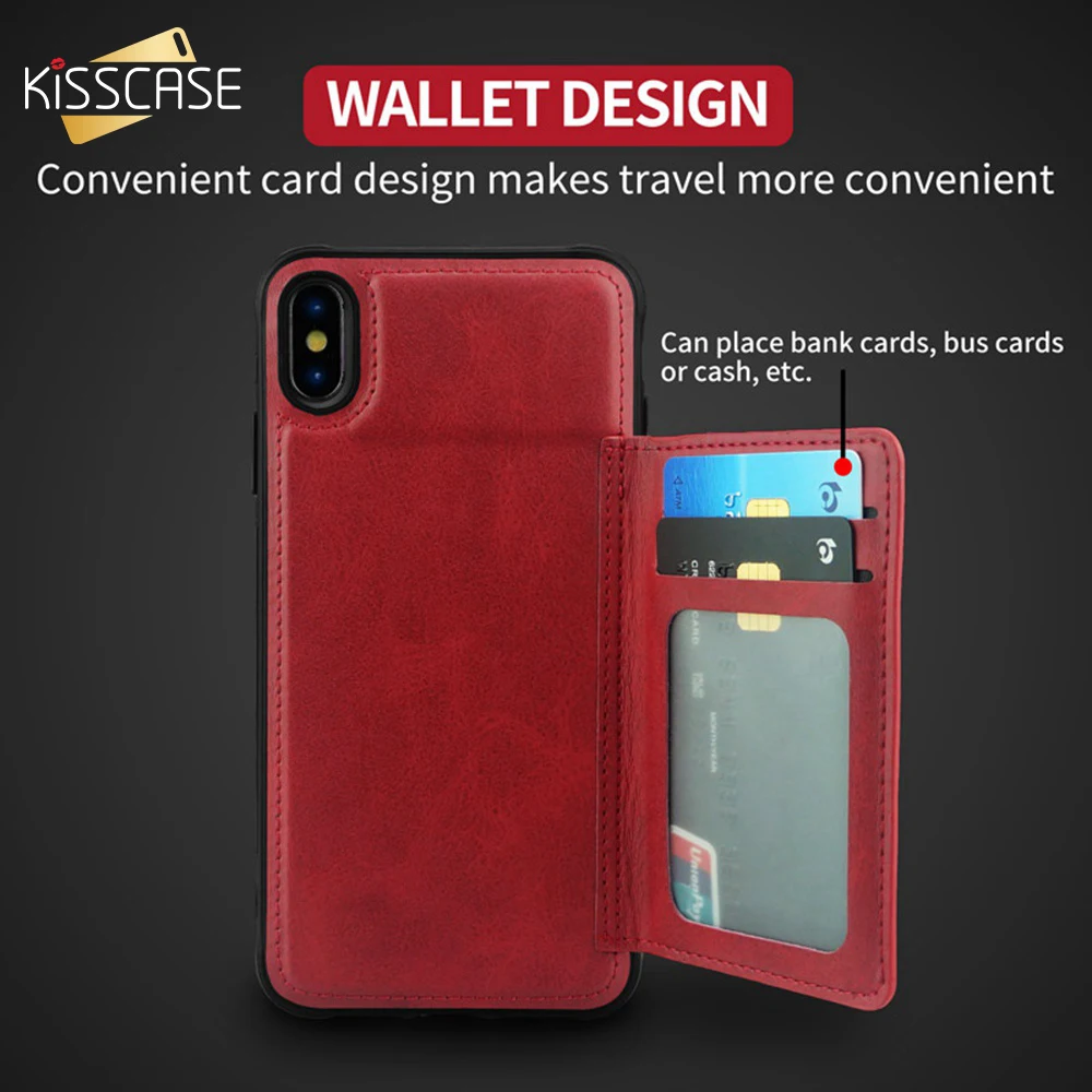 Оригинальный кожаный флип-бумажник KISSCASE чехол для iPhone 7Plus 6 6s X XS MAX 8Plus Coque XR Case 6Plus