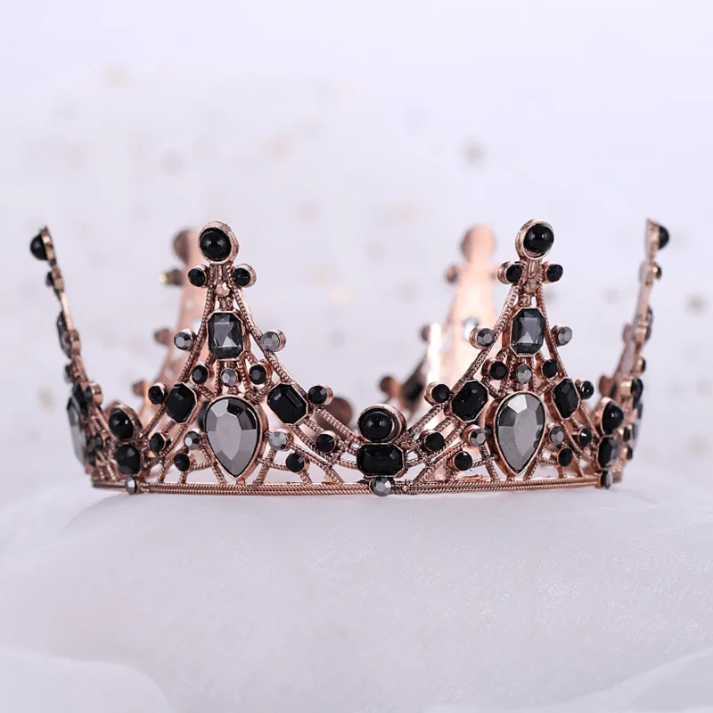 

Baroque Tiara Black Beads Tiaras and Crowns Vintage Hairband Royal Headband Women Wedding Party Hair Jewelry XH
