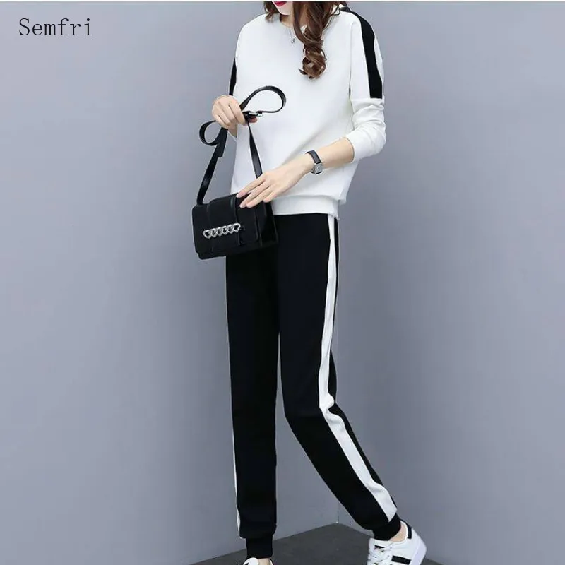 

Semfri Sports Suit Female 2020 Spring Autumn Hoodies Two Piece Set Women Korean Version Harajuku Stitching Tracksuit