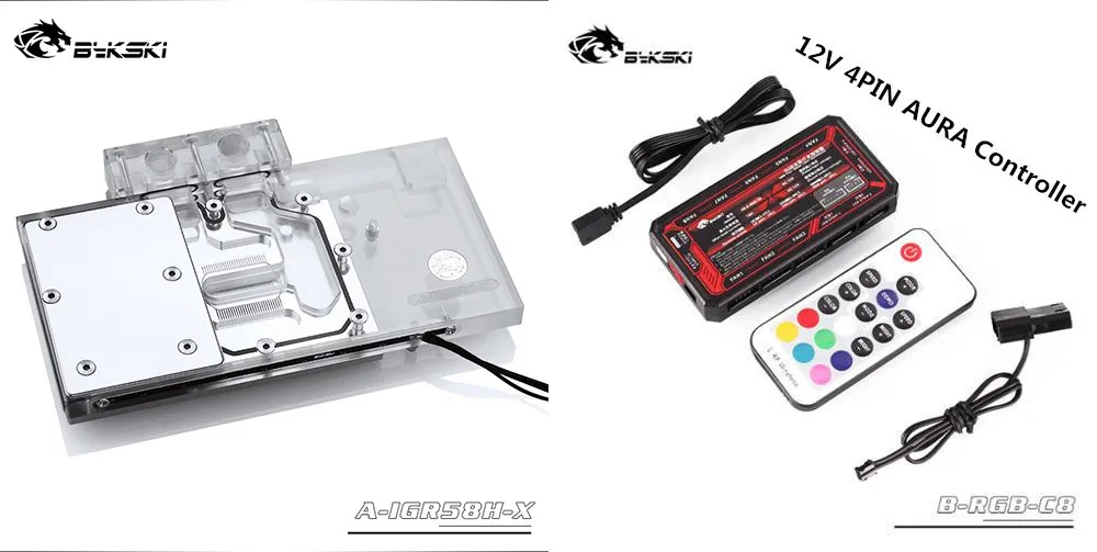 Bykski полный охват RGB/A-RGB GPU водяной блок для VGA Colorfire RX580 видеокарта A-IGR58H-X - Цвет лезвия: Block 12V Controller