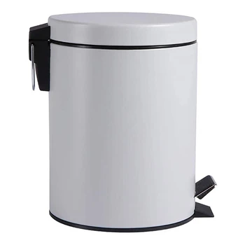 

Trash Can 5 Liter Trash Can Iron Pedal Cylinder with Cover Frosted Gray Home Kitchen Bathroom Living Room Office Hotel