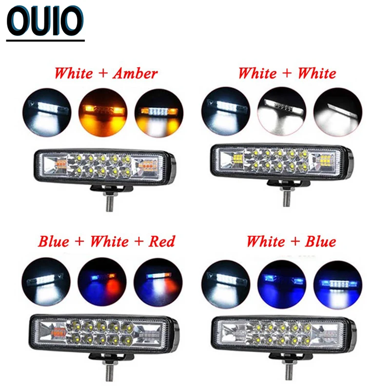 

48W 2-rows Flash Lamp Off-road LED Light Bar Two-side Warning Signal Light for Car Truck Boat 12V 24V Spot Flood Work Light Bar