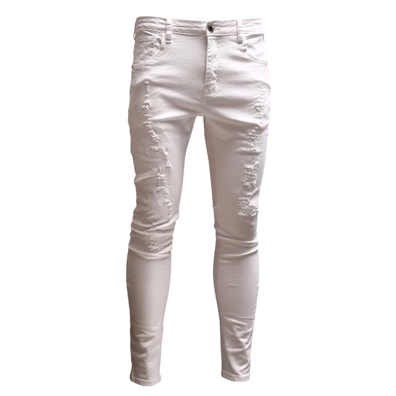 Streetwear Mens Skinny Ripped white jeans dsq Jean Pants for Cowboys Men PSMJ74