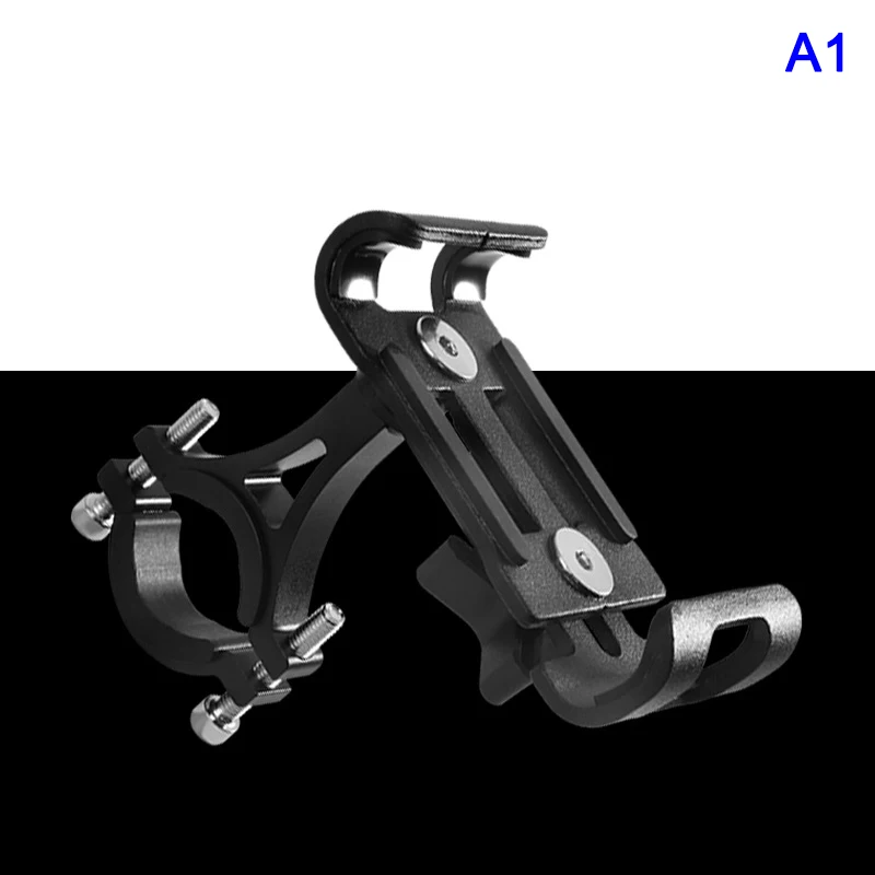 A1 black Aluminum Alloy Bike Bicycle Handlebar Stand Mount Holder Bracket for Mobile Cell Phone FOU99 - Color: A1 black