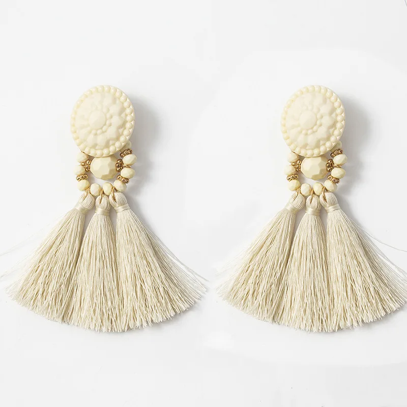 Bohemia Small Tassel Earrings for Women Green Multi-color Beads Fringe Earring Summer Earing Boucle D’oreille Pendante 2019 New