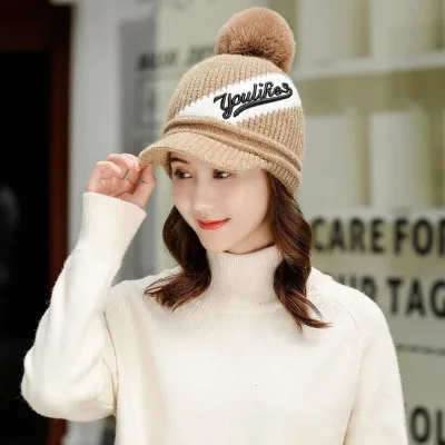HANGYUNXUANHAO Skullies шапочки шарф для девочки шапка вязаные зимние шапки для женщин Шапки Mask маска капота Горячая спортивная шапочка Дешевые шапки - Цвет: Single cap khaki