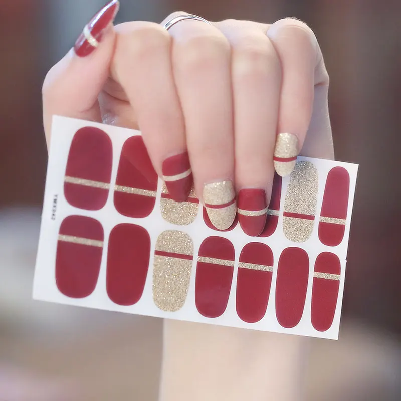 1 шт. блестящий дизайн ногтей обертывание смешанные дизайны наклейки клей