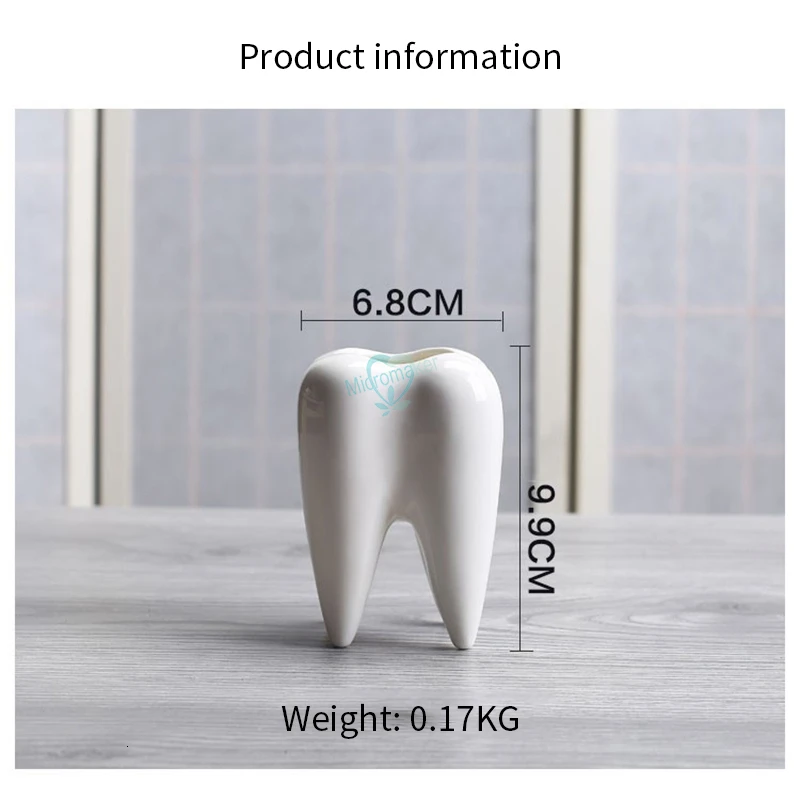 Dental Creative Gift Tooth Shape White Ceramic Flower Pot Modern Design Planter Teeth Model Mini Desktop Gift(without Plants) |