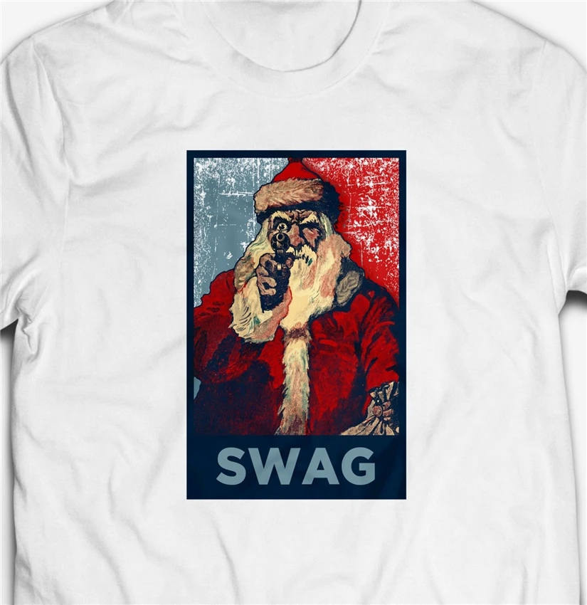 Смешной Swag Санта Клаус Отец Рождественский вор шутка-Мужская футболка Топ