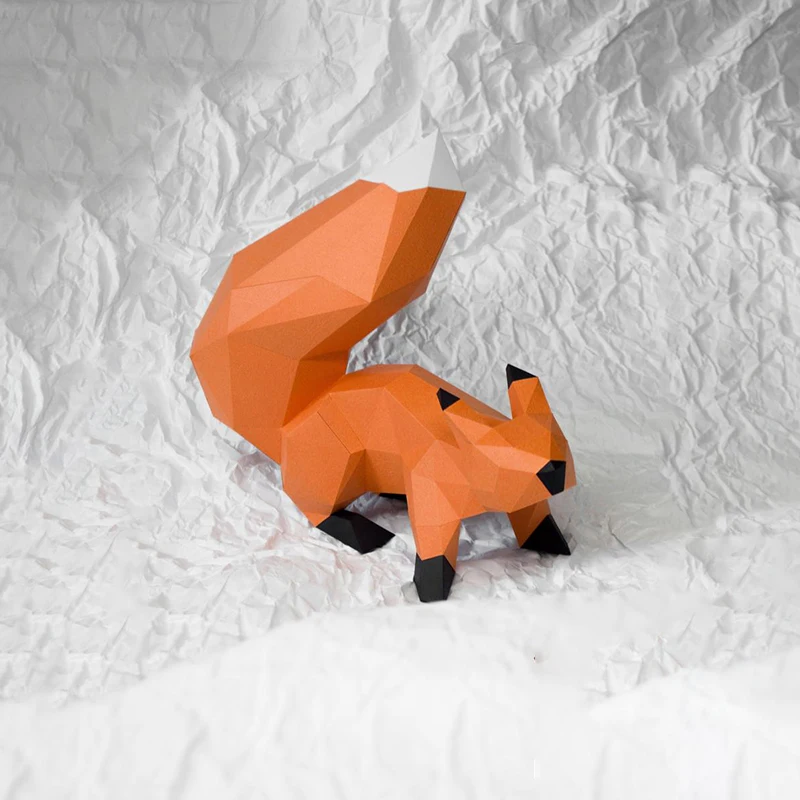 Прекрасный белка 28 см бумага 3D DIY Материал руководство творческий домашний декор реквизит#3893 ручной работы милые геометрические бумажные фигурки