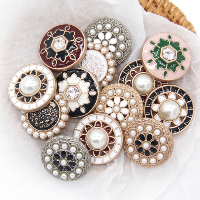 New Arrival Round Flower Metal Pearl Buttons For Clothing Women Coat Suit  Cardigan 6PCS 15MM-25MM Sewing Button KD3011 - AliExpress