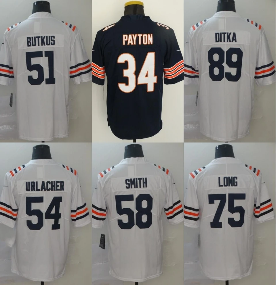 Все сшитые мужские wo Мужские Молодежные Дети th Chicago Tarik Cohen Roquan Smith Walter Payton Brian Urlacher Dick Butkus Kyle длинная футболка