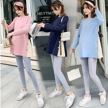 

Kuulee 2pcs Pregnant Women Maternity Long-sleeve Top Adjustable Pants Casual Leggings Cotton Trousers