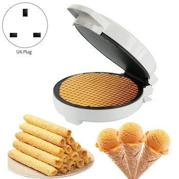 

Electric Crispy Egg Roll Maker Omelet Crepe Baking Pan Waffle Pancake Oven DIY Ice Cream Cone Machine UK Plug