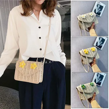 

1 PC Square Straw Bag Women Summer Beach Rattan Shoulder Bag Boho Women Girls Crossbody Bags Handbag Purse Dropship Fashion New