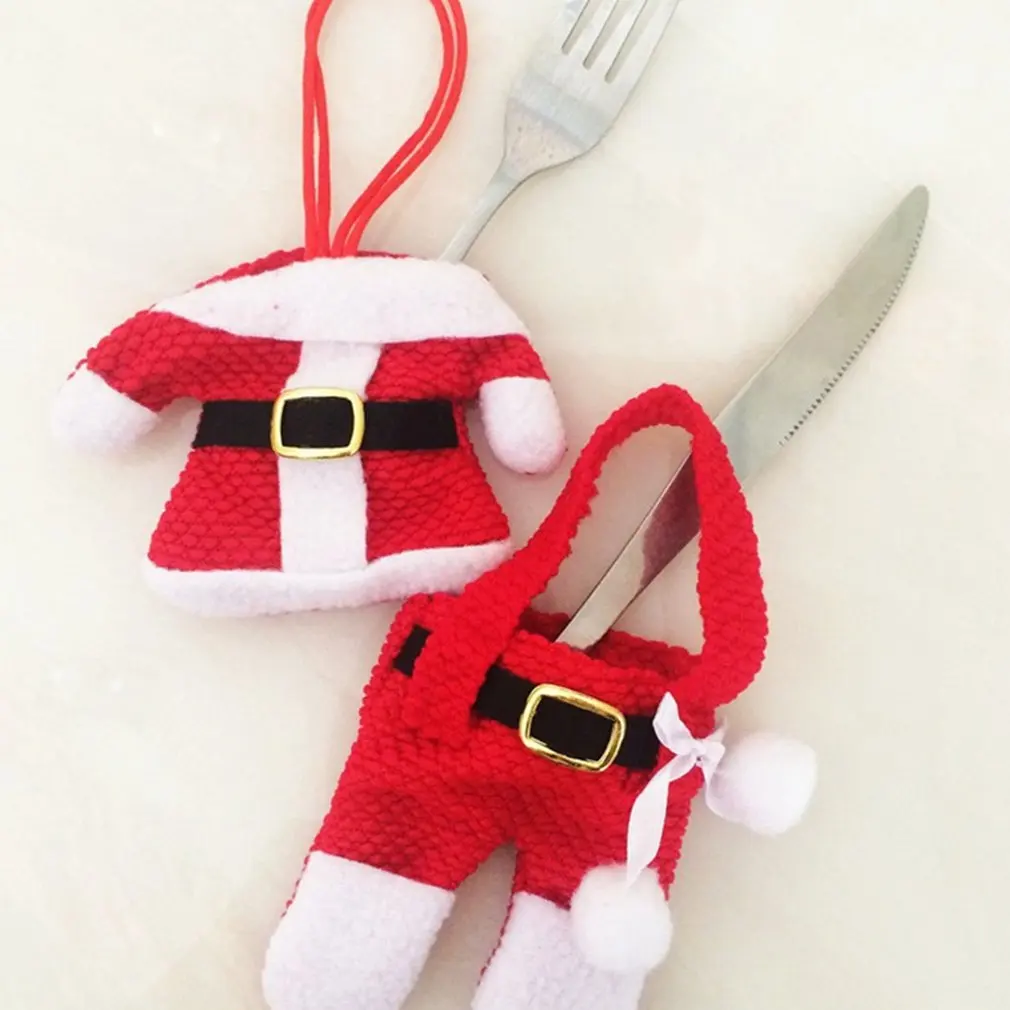 High Class Christmas Bag Dinner Table Knife Fork Holder Cutlery Pocket Christmas Decorations Party Supplies