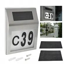 Numer domu DIY energia słoneczna Doorplat znak LED drzwi domowe tablica adresowa numer cyfra