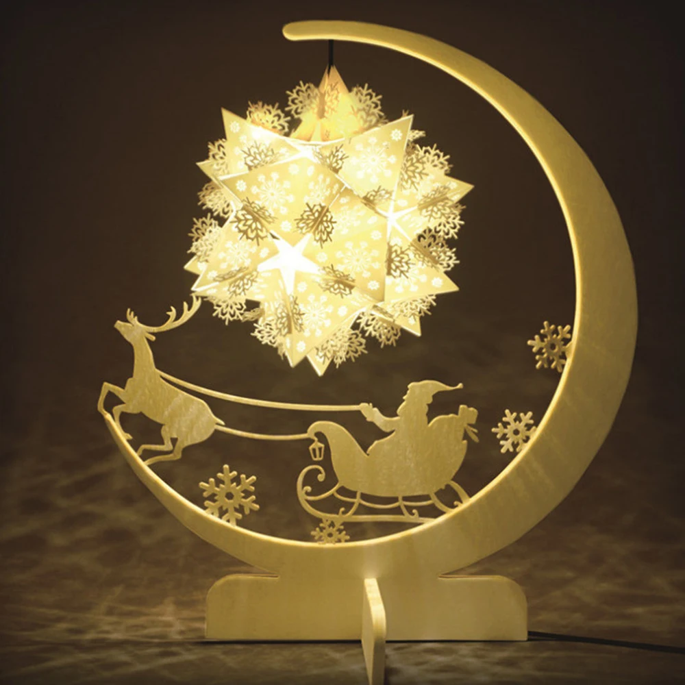 LED Christmas Paper Carving Lamp Home Decor USB Study Room Small Desk 3D Lamp Indoor Home Decorative DIY Night Light