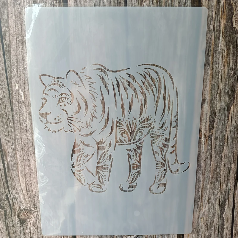 

A4 Size DIY Craft Tiger Stencil for Painting on Wood,Fabric,Walls Art Scrapbooking Stamping Album Embossing Paper Cards