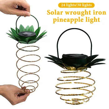 

Solar Garden Lights Pineapple Shape Outdoor Solar Hanging Light Waterproof Wall Lamp Fairy Iron Wire Art Night Lights Home Decor