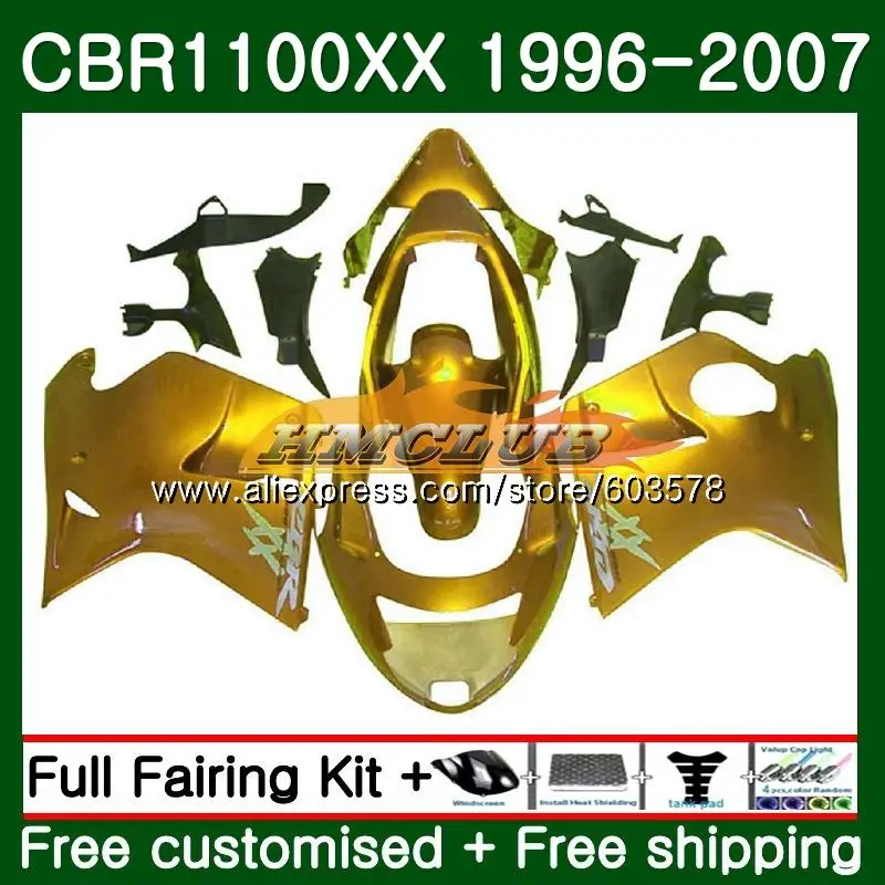 Дрозда для HONDA CBR1100XX 96 97 98 99 00 01 85CL. 48 CBR1100 XX 1996 2007 CBR 1100XX 02 03 04 05 06 07 блеск для губ Золотой обтекатели - Цвет: No. 1