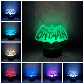 

Batman LED lamp DC Cartoon night light Dark knight bulb flying man bat logo desk display kids room decor boys gift