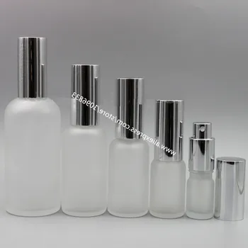 

5ML 10ML 15ML 20ML 30ML Frosted Glass Bottle Spray Atomizer Lotion Pump Silver Cap Empty Essential Oil Packing Bottles,25 Pieces